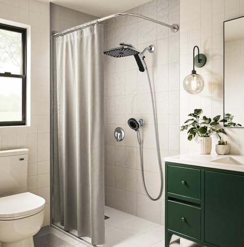 Rain Shower Head with Handheld Showerhead, Chrome 1.8GPM 460311 + Holder
