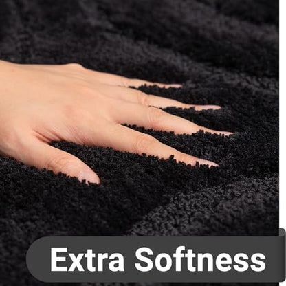 DEXDE Bathroom Rugs 20x32 Non Slip Bath Mat for Bathroom Floor Shower Black