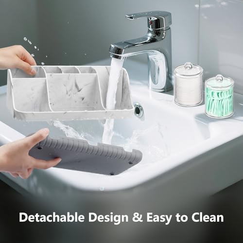 GFWARE Marble Bathroom Toothbrush Holder Set with 2 Qtip Holder Dispenser