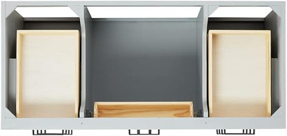 ARIEL Hepburn 48-inch Bathroom Vanity Base Cabinet,Solid Wood, 2 Soft Closing Doors, 9 Dovetail Drawers, Grey