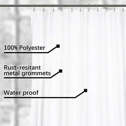 N&Y HOME Waterproof Fabric Clawfoot Tub Shower Curtain 180 x 70 inch All Wrap Around, 36 Hooks Included, Breathable Fabric, Machine Washable, White, 180x70