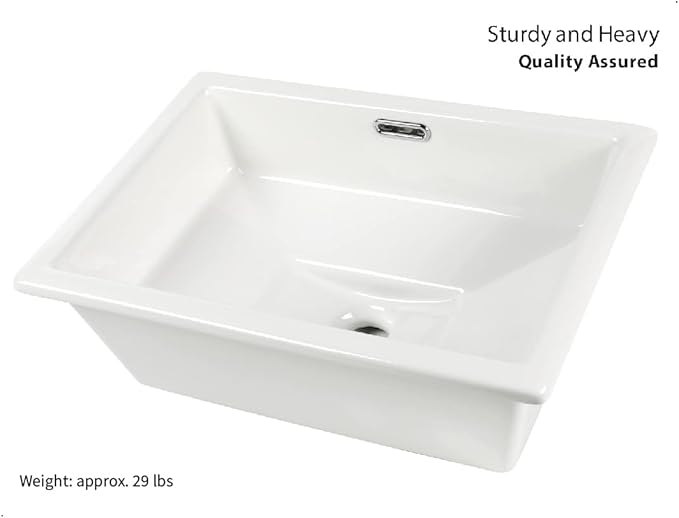 20.5" x 14.4" Self-rimming Bathroom Sink Undermount or Drop-in Ceramic Vanity Basin with Overflow (OB-15)