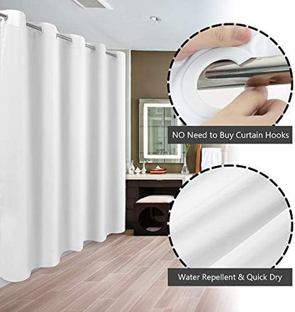 River Dream No Hook Hotel Cloth Shower Curtain Microfiber - Waterproof Soft Washable Fabric Shower Curtain or Liner with Magnets, White, Standard Size (Pack of 2)