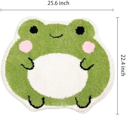Panstar Cute Non Slip Frog Bath Rug, Luxury Absorbent Shaggy Shower Rug, Fun Animal Shaped Washable Bathroom Decor