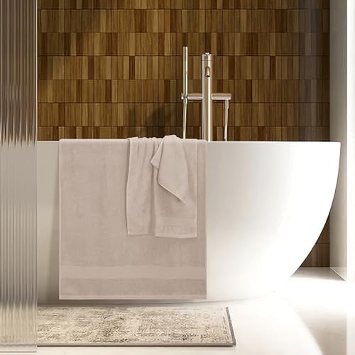 Belizzi Home 8 Piece Towel Set 100% Ring Spun Cotton, 2 Bath Towels 27x54, 2 Hand Towels 16x28 and 4 Washcloths 13x13 - Ultra Soft Highly Absorbent Machine Washable Hotel Spa Quality - Tan