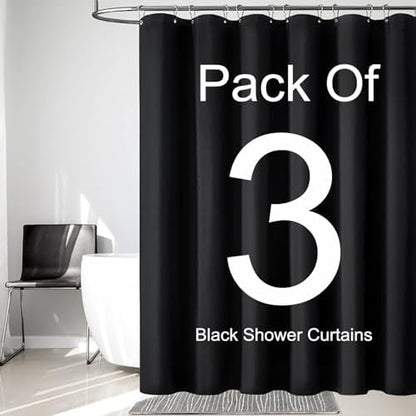 LLSCL 3 Pack Fabric Shower Curtain Liner with Magnets, Shower Curtain with Rustproof Metal Gromments and Waterproof Hotel Quality, 72 x 72 Machine Washable