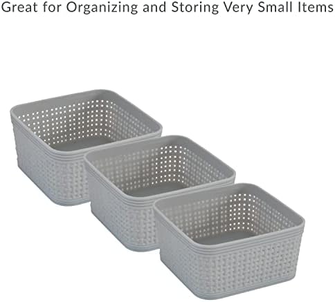 Simplify 6 Pack Organizing Set | Square Bins | Multipurpose | Office | Desk | Dorm | Bathroom | Storage Basket | Small Items | Accessories | Grey