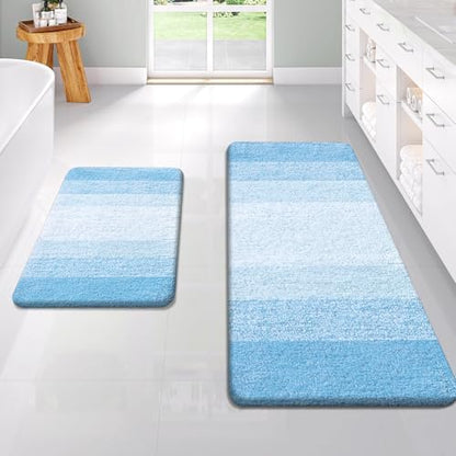 OLANLY Micorfiber Bathroom Rug Set 2 Piece, 47"x20"+24"x16"