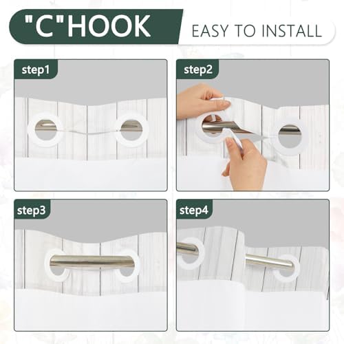 No Hook Shower Curtain with Snap-in Liner 71x74 Inch