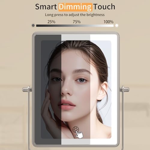 FUNTOUCH 5000mAh Rechargeable Wall Mounted Makeup Mirror with Lights