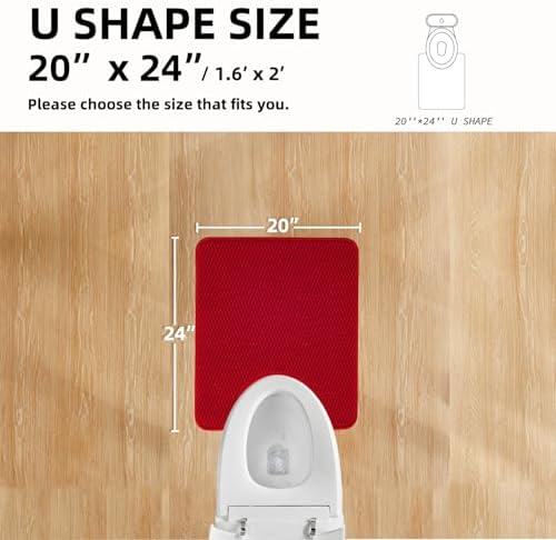 TYUU Christmas Toilet Rug, Thin Toilet Rugs U Shaped Washable Non Slip Absorbent Quick Dry Low Pile Toilet Mat, Red 20"x24" U Shape