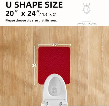 TYUU Christmas Toilet Rug, Thin Toilet Rugs U Shaped Washable Non Slip Absorbent Quick Dry Low Pile Toilet Mat, Red 20"x24" U Shape