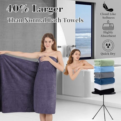Extra Large Bath Sheet Set of 4,Ultra Soft Fluffy Towel,35”x 70”Oversized Bath Towel Set,Premium Microfiber Bathroom Towel Set Highly Absorbent Quick Dry Shower Towel for Bathroom,Hotel,Spa (Purple)
