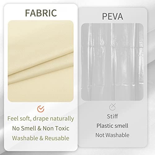 ALYVIA SPRING Cream Fabric Shower Curtain Liner Waterproof - Soft & Light-Weight Cloth Shower Liner with 3 Magnets, Hotel Quality & Machine Washable - Standard Size 72x72, Cream (Pack of 2)