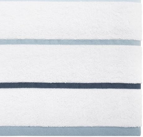 IZOD – Towel Set, Plush Ringspun Cotton Blend Bath Towel, Hand Towel & Washcloths, Striped Design, Set of 4 (Sandbar Blue)