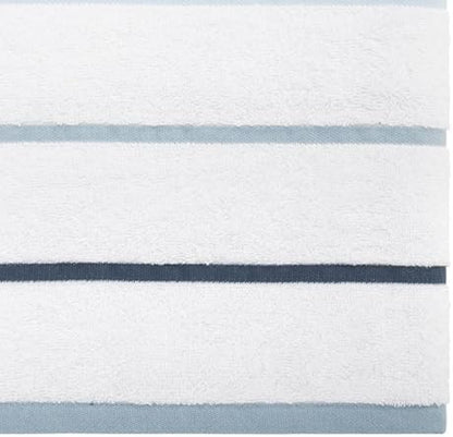 IZOD – Towel Set, Plush Ringspun Cotton Blend Bath Towel, Hand Towel & Washcloths, Striped Design, Set of 4 (Sandbar Blue)