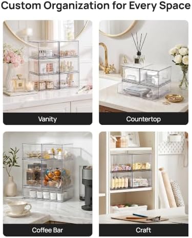Vtopmart Clear Stackable Storage Drawers Set of 9, Plastic Organizer Bins