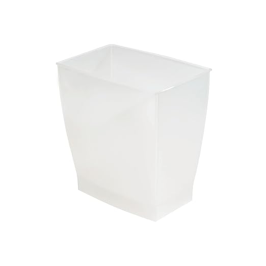 iDesign Small Plastic Bathroom Trash Can, Clear Frost | Slim Rectangle, For Bedroom, For Office, For Dorm