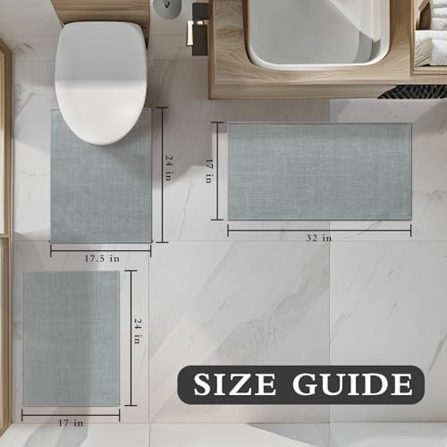 YIHOUSE Bathroom Rugs Thin Bath Mat Sets 2 Pieces Quick Dry,Light Grey