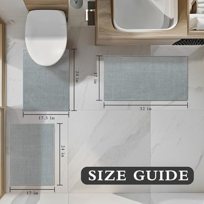 YIHOUSE Bathroom Rugs Thin Bath Mat Sets 2 Pieces Quick Dry,Light Grey