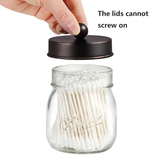 Amolliar Glass Mason Jar Bathroom Accessories Set 4 Pcs (Bronze)