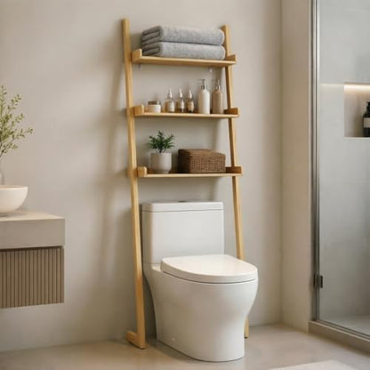 3-Tier Bathroom Over Toilet Storage for Small Space (Brown)