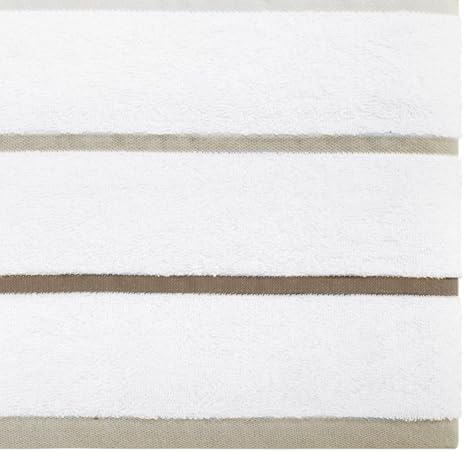 IZOD – Bath Towels, Plush Ringspun Cotton Blend with Striped Design and Dark Hem Finish, Set of 2 (Sandbar Linen)