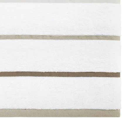 IZOD – Bath Towels, Plush Ringspun Cotton Blend with Striped Design and Dark Hem Finish, Set of 2 (Sandbar Linen)