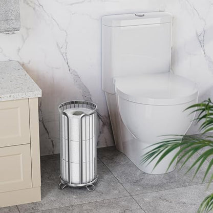 Toilet Paper Holder Stand, Freestanding Toilet Paper Storage,Silver