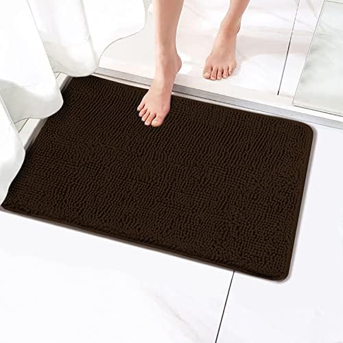 Secura Bathroom Rugs 17x24, Ultra Soft Chenille Bath Mat, Super Absorbent & Quick Dry Bathroom Mat, Non Slip Machine Washable Bath Rugs for Tub, Shower, Home Decor Accessories (Chocolate Brown)