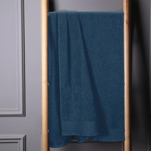 GLAMBURG 100% Cotton Oversized 2 Pack Bath Sheets 35x70, Ultra Soft Highly Absorbant Compact Quickdry & Lightweight Large Bath Sheet Set, Ideal for Gym Travel Camp Pool - Mineral Blue