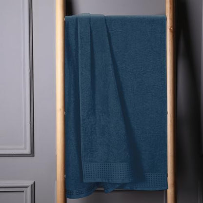 GLAMBURG 100% Cotton Oversized 2 Pack Bath Sheets 35x70, Ultra Soft Highly Absorbant Compact Quickdry & Lightweight Large Bath Sheet Set, Ideal for Gym Travel Camp Pool - Mineral Blue