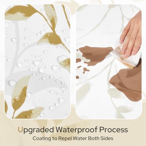 HOMEIDEAS Gold Botanical Shower Curtain 71×74 Inches