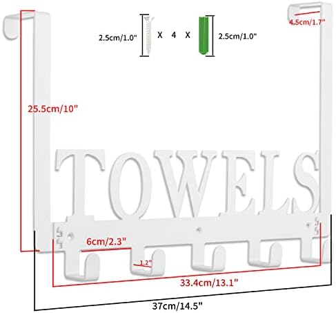Kuhome Towel Hooks Over The Door Hooks Hangers Wall Mount Towel Rack Towel Holder for Bathroom, Storage Coat Hooks for Home Decor Metal Organizer for Towel Clothes Bag Robe(White)
