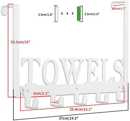 Kuhome Towel Hooks Over The Door Hooks Hangers Wall Mount Towel Rack Towel Holder for Bathroom, Storage Coat Hooks for Home Decor Metal Organizer for Towel Clothes Bag Robe(White)