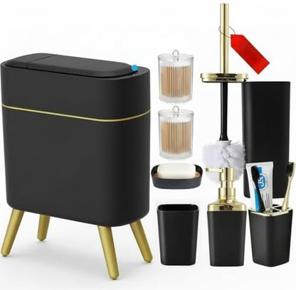 Black Bathroom Accessories Set - Black and Gold Bathroom Decor Plastic