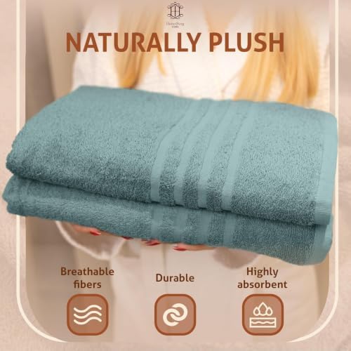 CORE 4-Piece Cotton Bath Towels for Bathroom | Value Pack, Soft, Absorbent, Quick-Dry, Lightweight, Minimalist, 27x54 in, Soft Teal