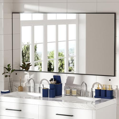 Bathroom Accessory Set - Bathroom Set, 12PC Bathroom Accessories Set, Navy Blue Bathroom Accessories Set, Mini Trash Can, Toilet Brush, Trash Can & Soap Dispenser