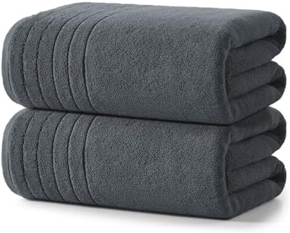 REDKISS 2 Pack Extra Large 35x70 Inch Cotton Bath Towels, Gray