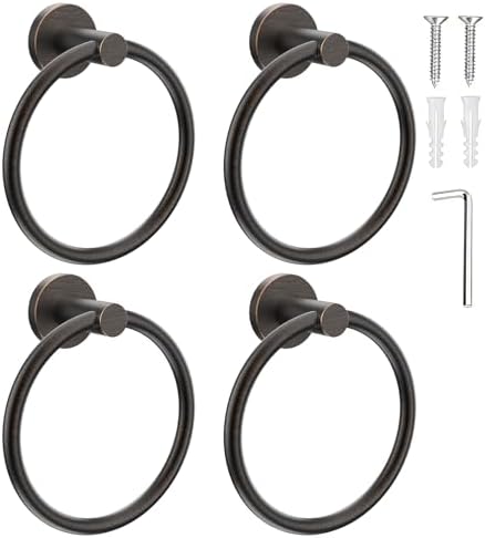 SetSail Towel Holder for Bathroom Wall Oil Rubbed Bronze Towel Ring,4 Packs