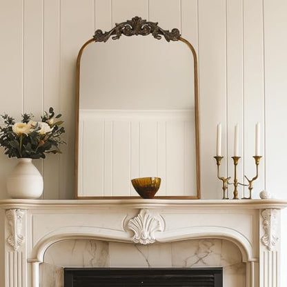 USHOWER Vintage Gold Mirror 24x36 Inch, Antique Baroque Bathroom Mirror