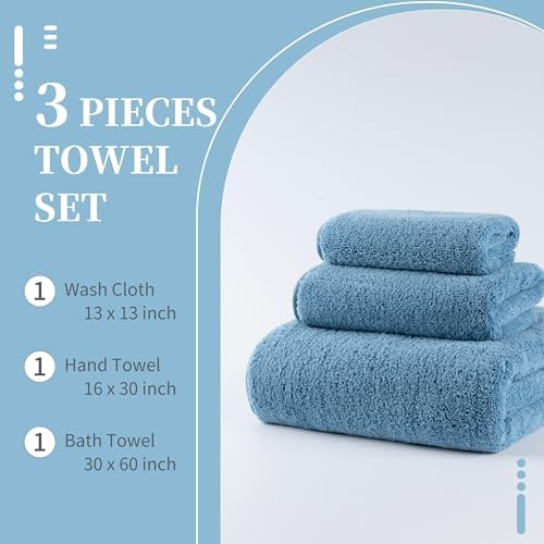 MICROFI New Microfiber Bath Towel Set, 3 Piece, Oversize, Quick Dry, Lint Free, Includes Body, Hand and Face Towels