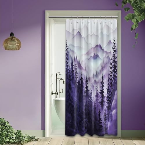 Dark Purple Forest Stall Shower Curtain, 48X72 in Narrow Small, Mountain