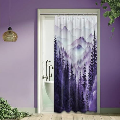 Dark Purple Forest Stall Shower Curtain, 48X72 in Narrow Small, Mountain