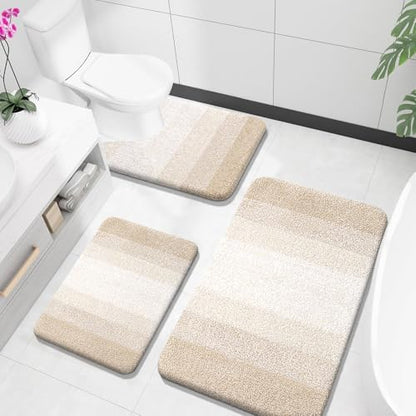 OLANLY Microfiber Bathroom Rugs Sets 3 Piece, 36"x24"+24"x16"+24"x20"