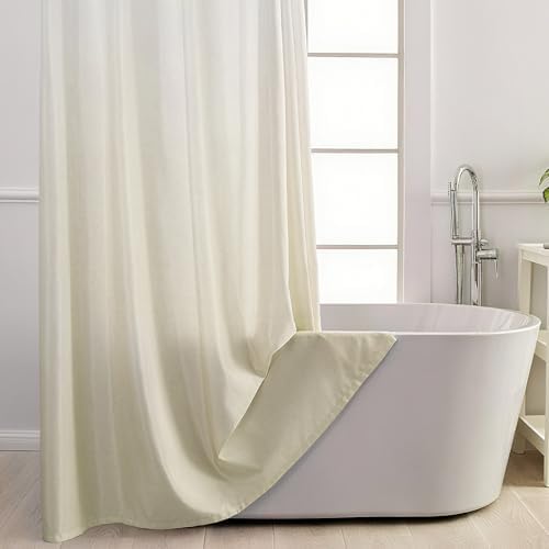 No Hook Shower Curtain and Liner Set for Bathroom, Cream, 71" x 74"
