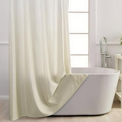 No Hook Shower Curtain and Liner Set for Bathroom, Cream, 71" x 74"