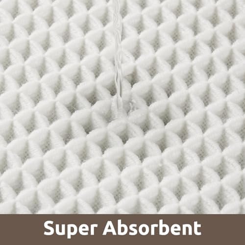 AMOAMI Waffle Bath Mat, Absorbent Bathroom Rugs Non Slip 18''x30'' White