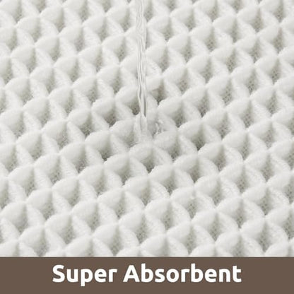 AMOAMI Waffle Bath Mat, Absorbent Bathroom Rugs Non Slip 18''x30'' White