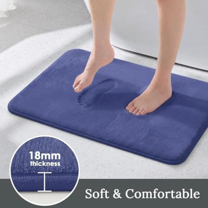 HUXMEYSON 3-Piece Memory Foam Bathroom Rug Set, Royal Blue